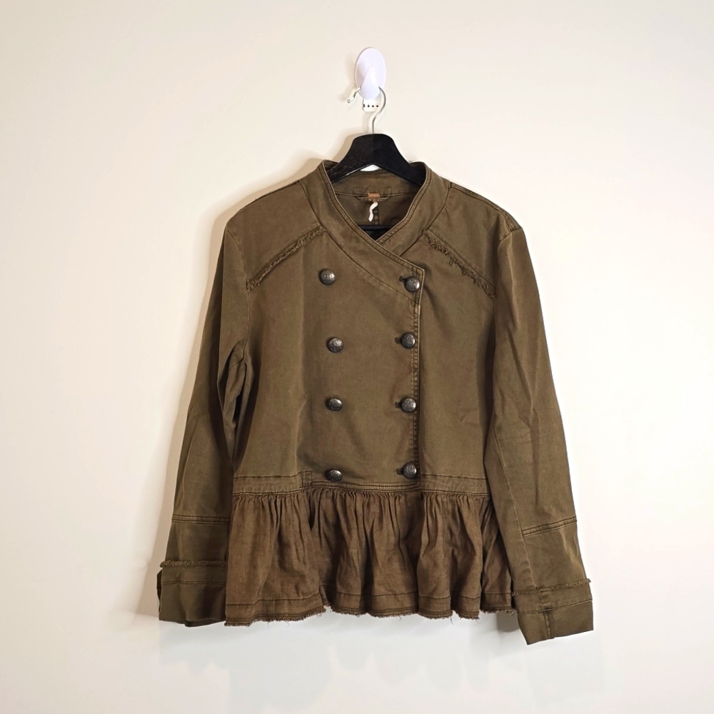 Free People Army Green Military Jacket Size L